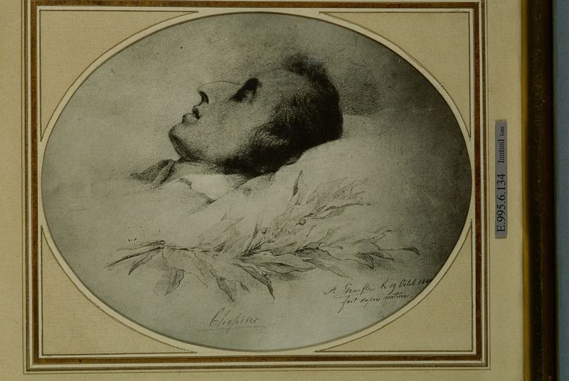 Portrait de Frédéric Chopin (1810-1849) sur son lit de mort