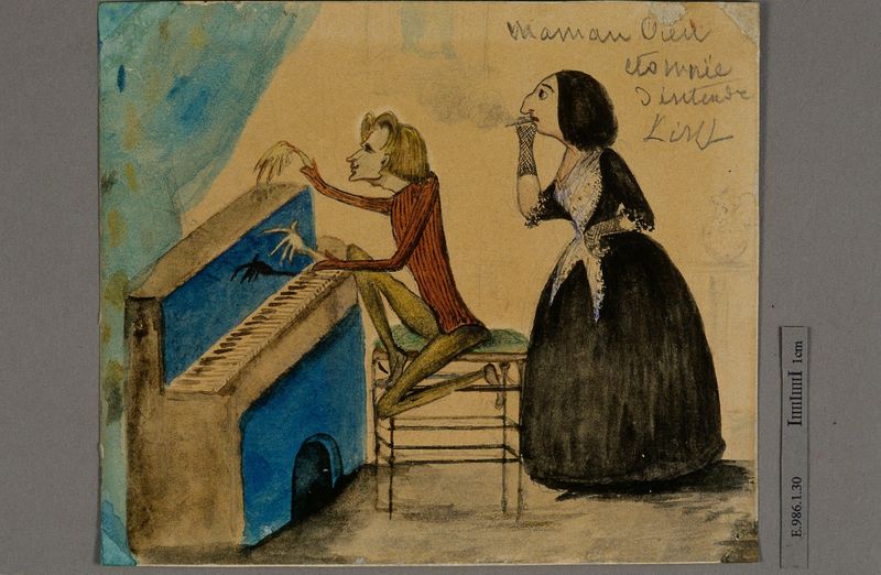 Caricature de Franz Liszt (1811-1886) et George Sand