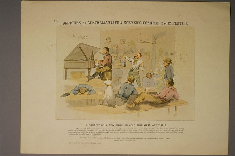 "A concert on a new rush or gold diggins in Australia"