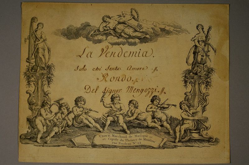 Page de titre de "La Vendemia [...] del signor Mengozzi"