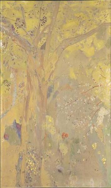 Arbre sur un fond jaune