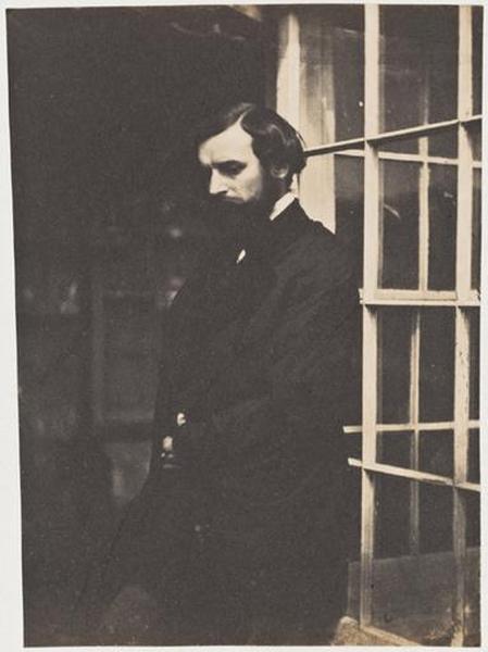 François-Victor Hugo à la porte-fenêtre de la serre de Marine Terrace