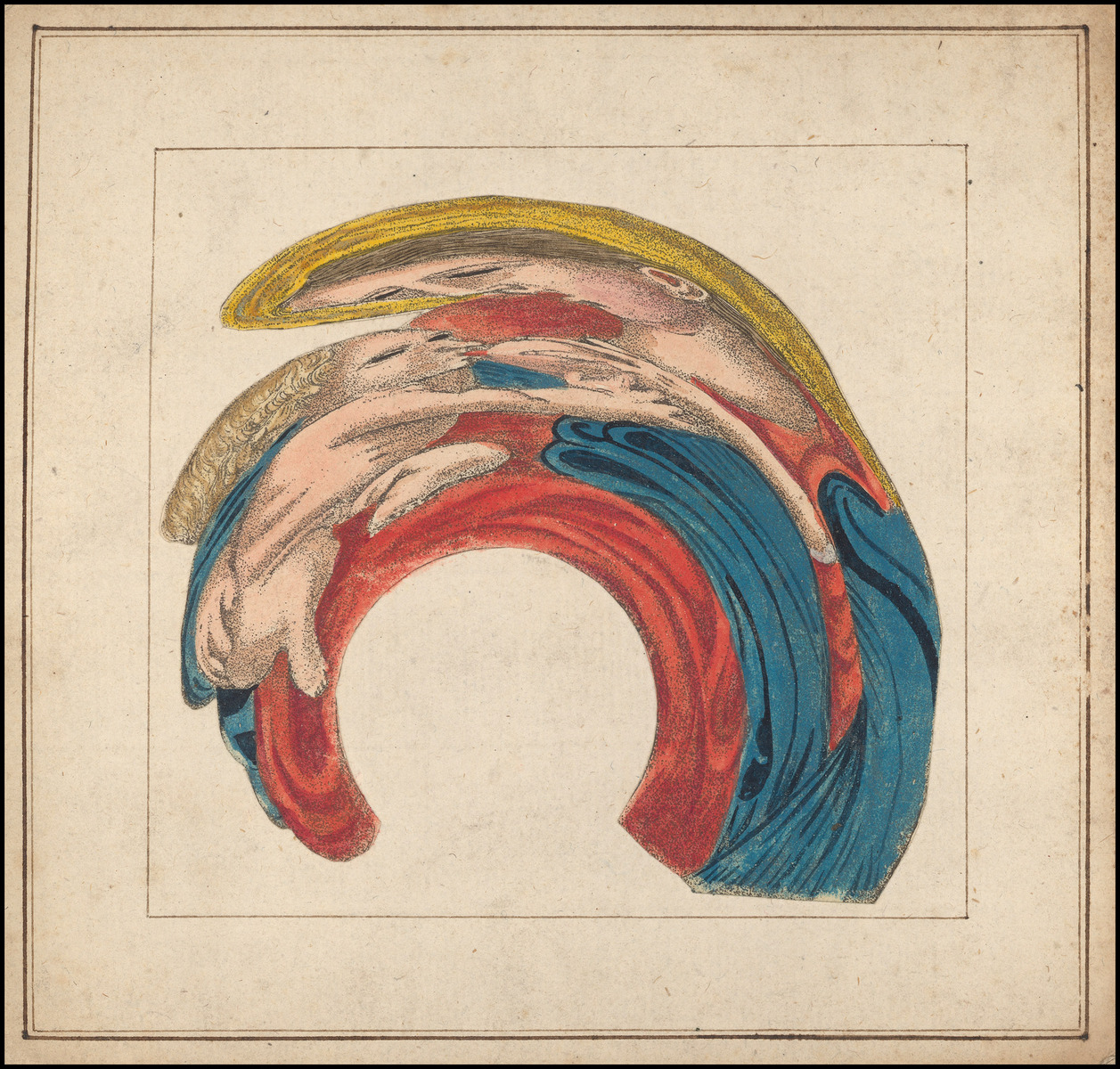 Planche d'anamorphose : femme allaitant