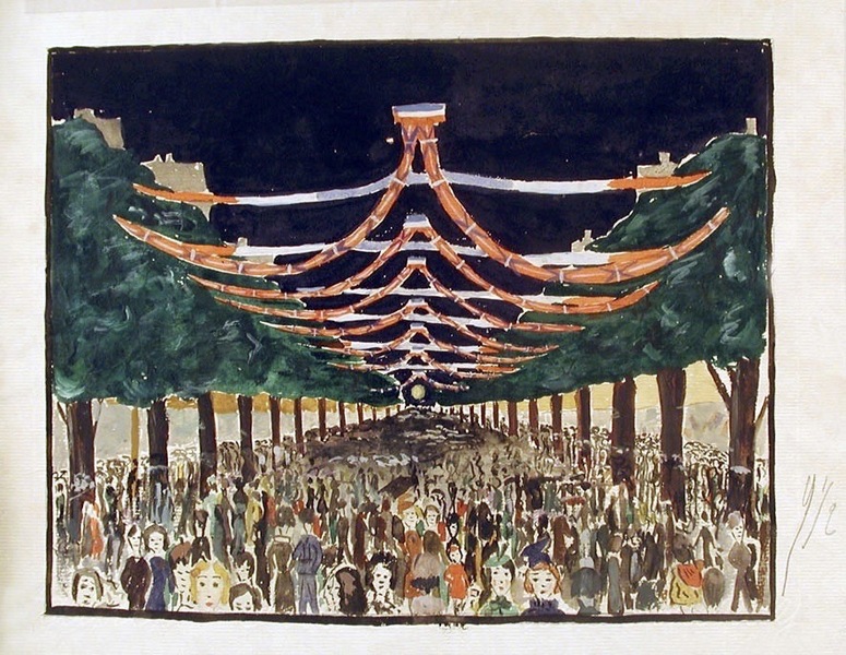 Champs-Elysées pavoisés le 11 novembre 1938