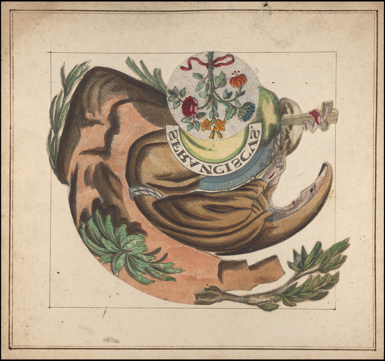 Planche d'anamorphose : Saint François