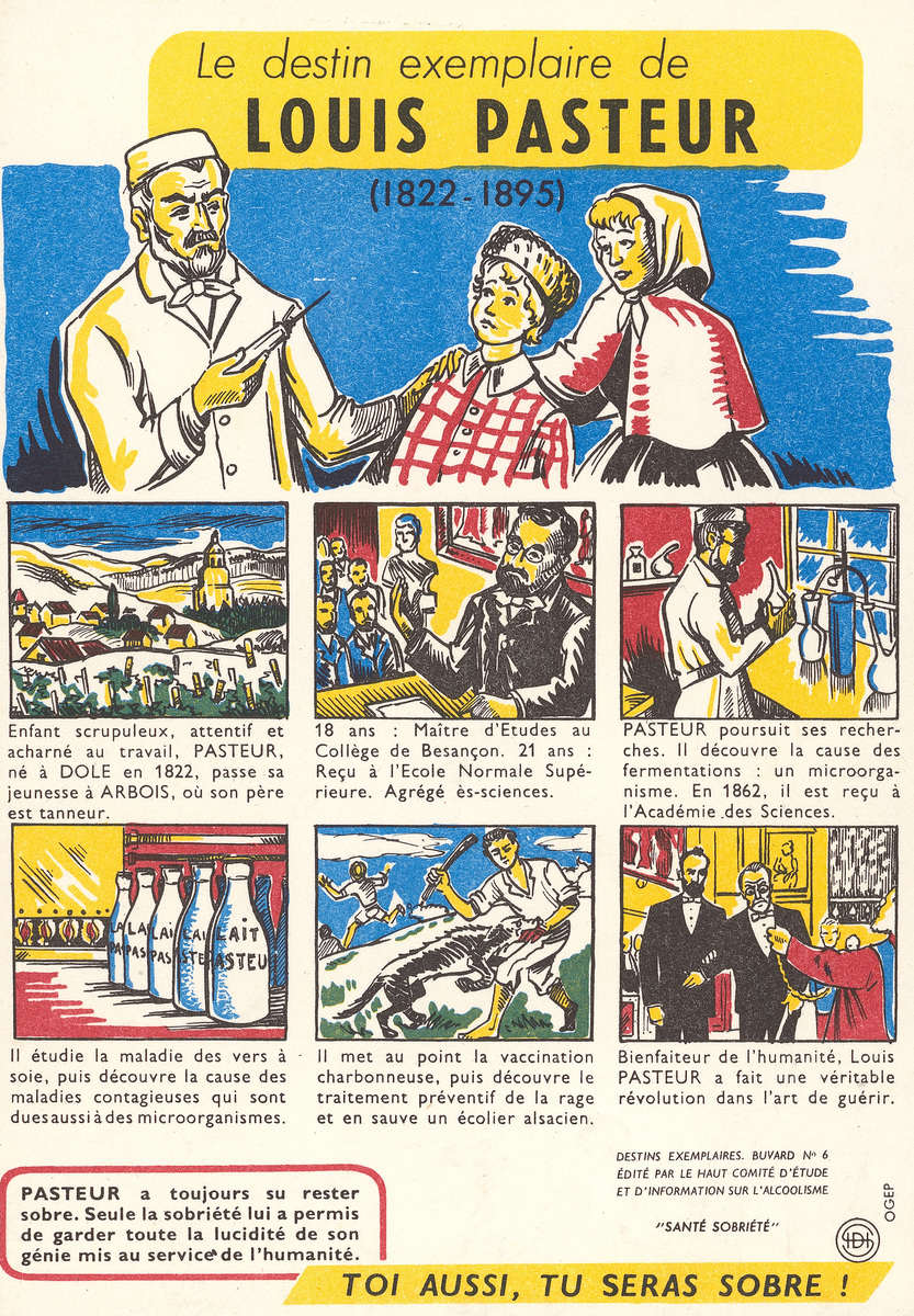 Buvard publicitaire : le destin exemplaire de Louis Pasteur (1822-1895)