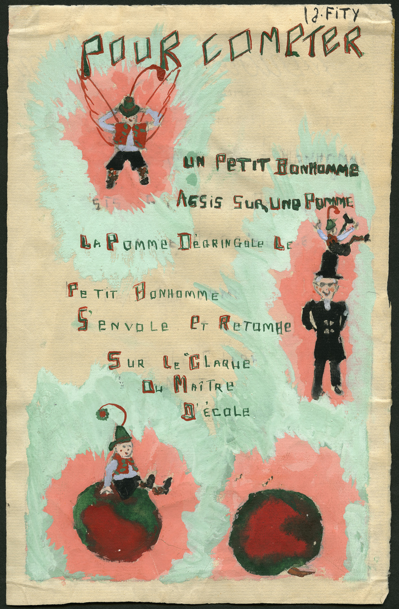 Pour compter : Un petit bonhomme assis sur une pomme