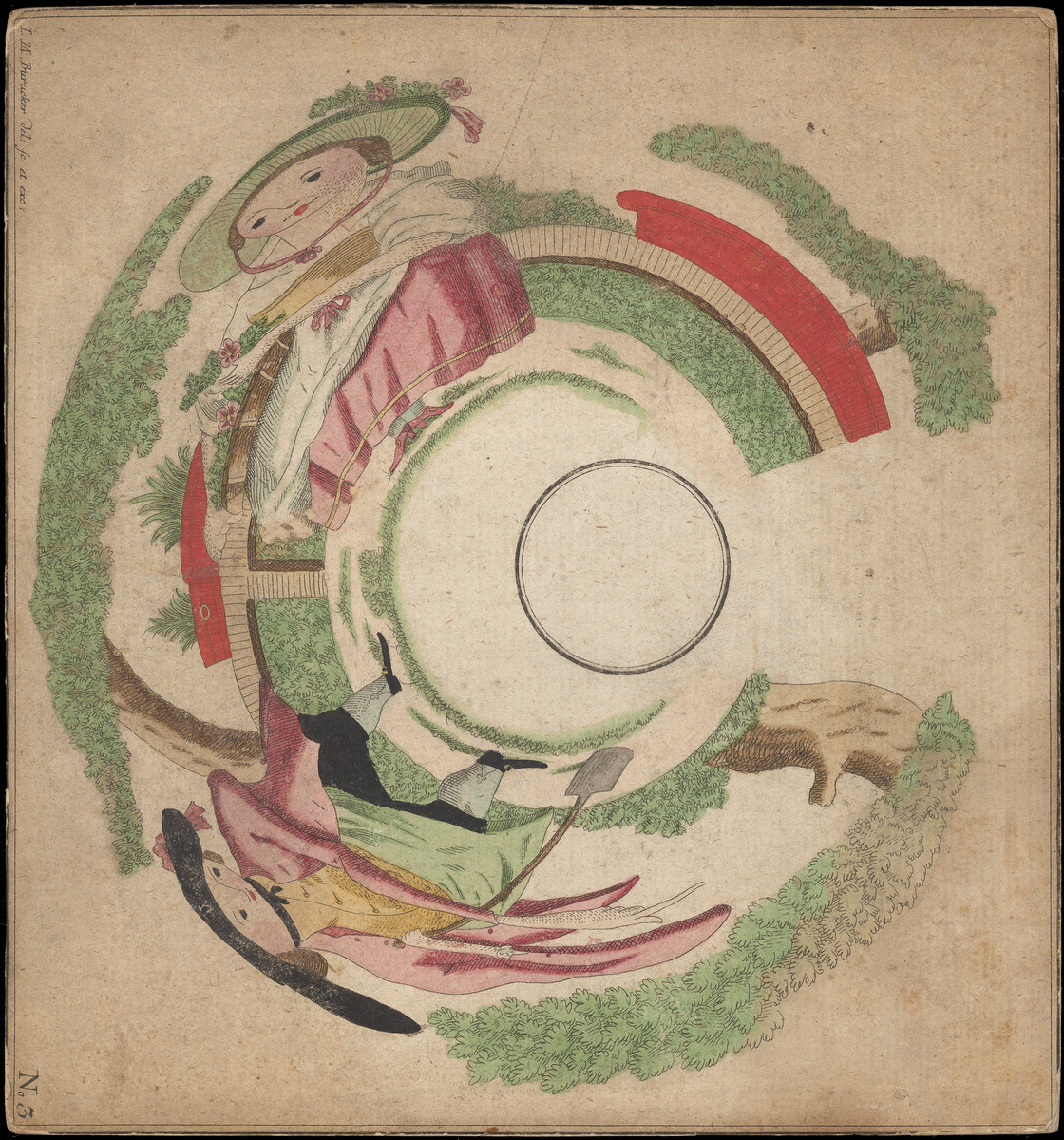 Planche d'anamorphose : les jardiniers