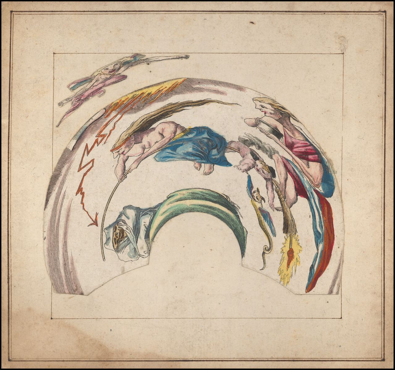 Planche d'anamorphose : sabbat de sorcières