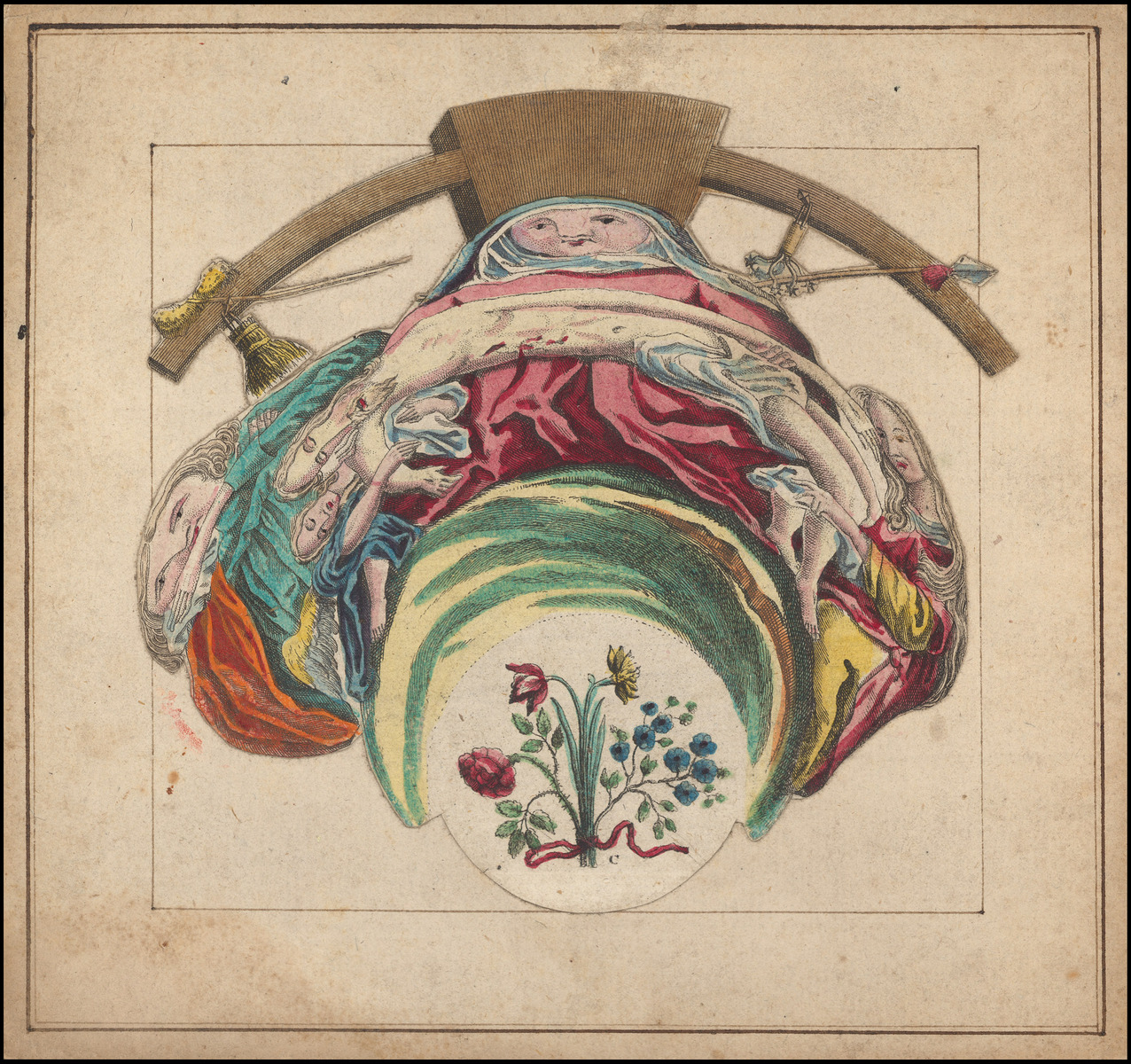 Planche d'anamorphose : descente de croix