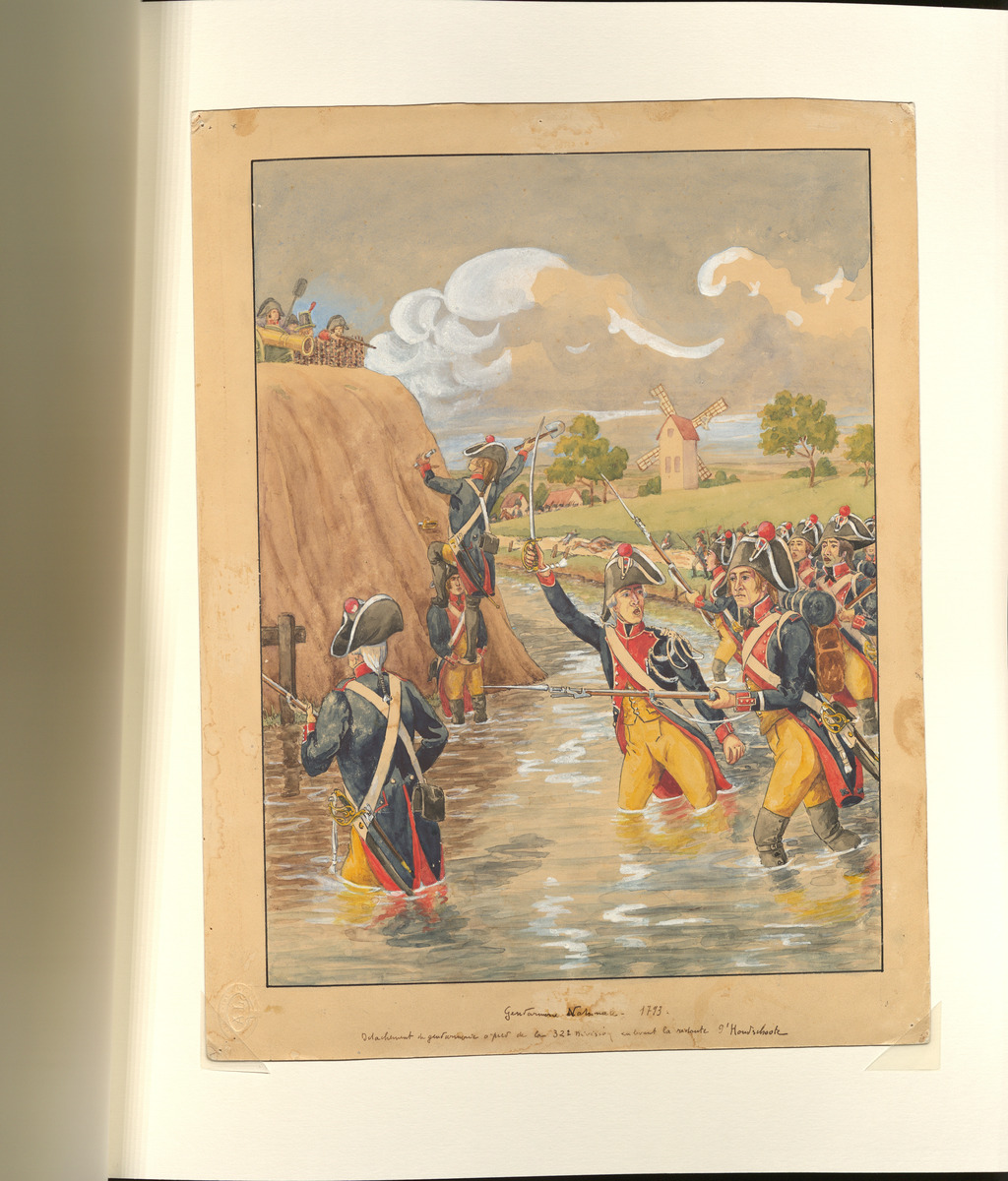 Aquarelle : 32e Division lors de la bataille d'Hondschoote (1793)