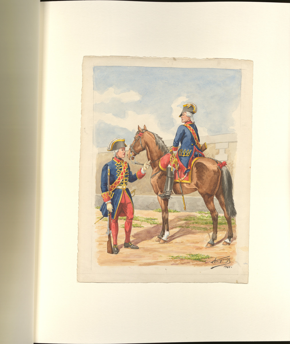 Aquarelle : Gardes de l'Hôtel de ville de Paris, 1786