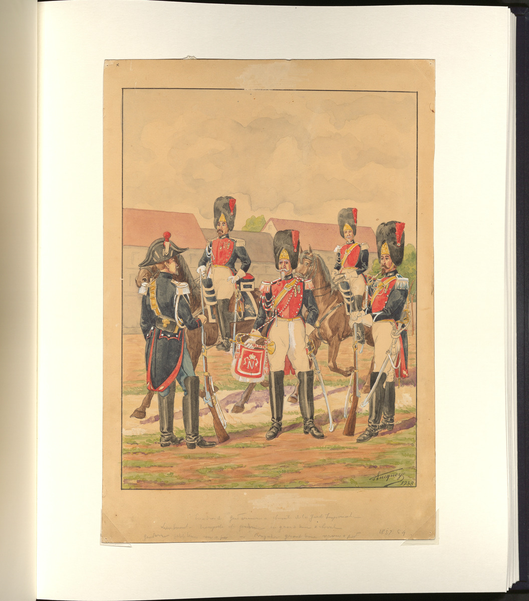 Aquarelle : Escadron de gendarmerie à cheval de la Garde Impériale (1857-1869)